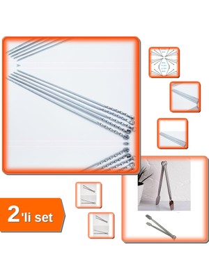 Hereveoyuncak Mangal Kebap Şişi 50 cm 10 Adet + Paslanmaz Mutfak Mangal Barbekü Maşası 27 cm - 2li Set L9N3A1