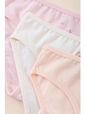 Baykar Kız Çocuk Pamuklu Renkli Baskılı Bikini Külot 3'lü Paket 5708 Renkli