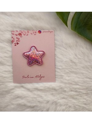 Parla'nın Atölyesi 0-3 Yaş Az Saçlı ve Saçsız Bebek Tokası  Pembe Yıldız