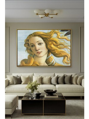 Wallivo Sandro Botticelli Venüs'ün Doğuşu (Venüs Portresi) Rönesans Gold Metal Çerçeveli Kanvas Tablo