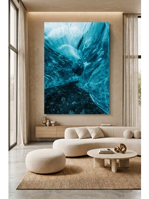Wallivo Parlak Mavi Buz Mağarası Içinden Nefes Kesen Görünüm Kanvas Tablo