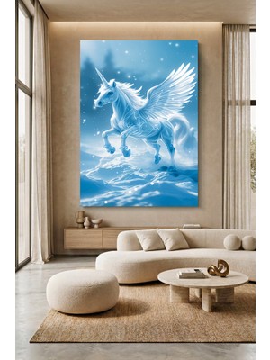 Wallivo Buzda Unicorn Evcil Hayvan Temalı Kanvas Tablo