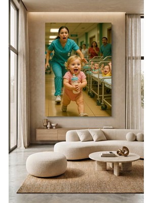 Wallivo Speedy Baby - Hızlı Bebek Temalı Mizahi Modern Kanvas Tablo