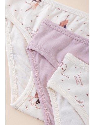 Baykar Kız Çocuk Pamuklu Renkli Baskılı Bikini Külot 3'lü Paket 5790 Renkli