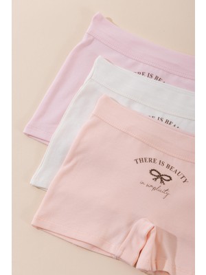 Baykar Kız Çocuk Pamuklu Renkli Baskılı Likralı Boxer Şort 3'lü Paket 5719 Renkli