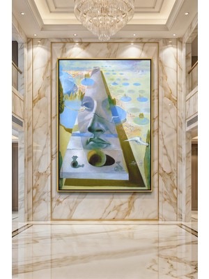 Wallivo Salvador Dali Meditasyonlu Yüz Sürrealist Sanat Gümüş Metal Çerçeveli Kanvas Tablo