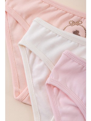 Baykar Kız Çocuk Pamuklu Renkli Baskılı Bikini Külot 3'lü Paket 5728 Renkli