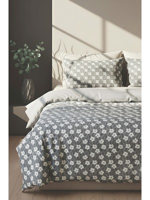 Henna Gri Çift Kişilik Nevresim Takımı Pamuklu