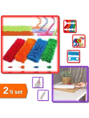 Hereveoyuncak 1 Adet Mikrofiber Makarna Mop Paspas Yedeği 50 cm + Toz Alıcı Microfiber Peluşlu - 2li Set R5G3Z6