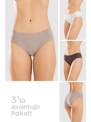 Baykar Kadın Pamuklu Renkli  Bikini Kesim Külot 3'lü Paket 8418 Renkli