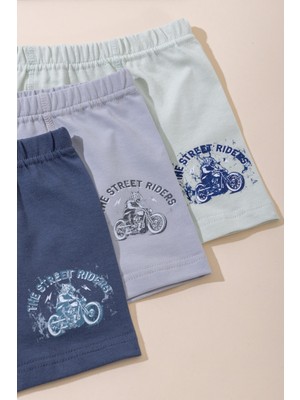 Baykar Erkek Çocuk Pamuklu Baskılı Rahat Kesim Likralı Boxer 3'lü Paket 3548 Renkli