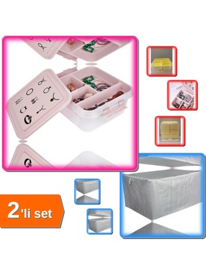 Hereveoyuncak Bijuteri Mücevher Takı Saklama Kutusu + Sandık Tipi Yorgan Hurç - Maxi 40X40X75 cm - 2li Set G0U0Q8