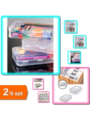 Hereveoyuncak Hobi Kutusu Iki Katlı + 12 Bölmeli Pratik Çekmece Düzenleyici Organizer - 2li Set G5M8A3