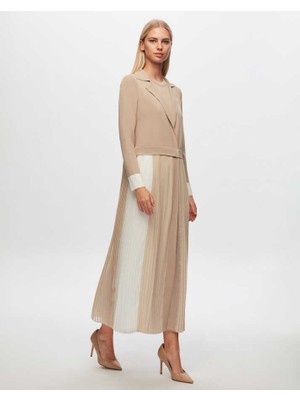 Eskişehir Mağazacılık T24Y-4029 Mıssdalıda Iki Renkli Kolsuz Triko Elbise