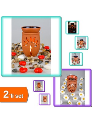 Hereveoyuncak Hayat Ağacı + Lotus Çiçeği - El Yapımı Çömlek Buhurdanlık Tütsülük - 2li Set 6APWSM