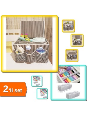 Hereveoyuncak 5 Bölmeli Kapaklı Bebek Beşik Düzenleyici + 10 Gözlü Çekmece Düzenleyici Organizer - 2li Set G8K3W1