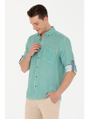 U.s. Polo Assn. Erkek Yeşil Gömlek Desenli 50263586-VR054