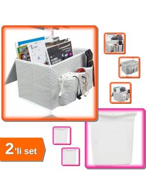 Hereveoyuncak Pratik Bölmeli Başucu Düzenleyici + Kilit Kapaklı Kuru Mama Saklama Kabı 6 Lt - 2li Set M4F2Q8