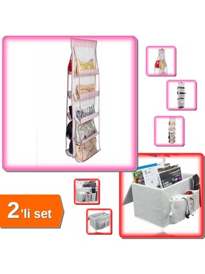 Hereveoyuncak 10 Adet Bölmeli Dolap Içi Çanta Organizeri + Araç Bagaj Düzenleyici Bölmeli Organizer - 2li Set T2P8