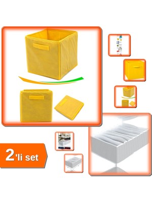 Hereveoyuncak Sarı Çok Amaçlı Dolap Içi Düzenleyici Kutu + 8 Bölmeli Xl Pratik Çekmece Organizer - 2li Set U7J3Y7