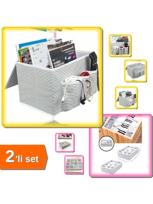 Hereveoyuncak Pratik Bölmeli Başucu Düzenleyici + 12 Bölmeli Pratik Bölmeli Çekmece Düzenleyici - 2li Set F1Z8A0