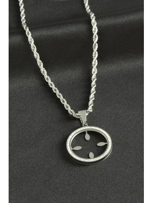 Çiçek Lüks Çelik Kolye