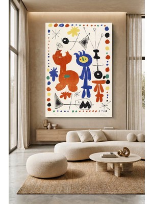 Wallivo Joan Miro Renkli Figürler ve Semboller Kanvas Tablo