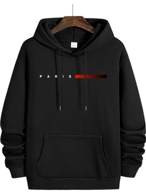 Saat Tekstil Siyah Paris Baskılı Kapüşonlu Fermuarlı Sweat – Basic, Spor, Mevsimlik Sweatshirt