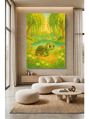 Wallivo Ormanda Kaplumbağa Çocuk Temalı Kanvas Tablo