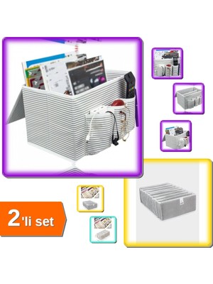 Hereveoyuncak Pratik Bölmeli Başucu Düzenleyici + 8 Gözlü Akordiyon Çekmece Düzenleyici Organizer - 2li Set F5Y9F9