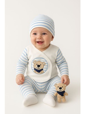 Aki Moda Kids Erkek Bebek Yeni Doğan Pamuklu  5li Hastane Çıkış Seti