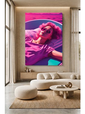 Wallivo Retrowave Vogue - Pop Art Estetik Kadın Kanvas Tablo