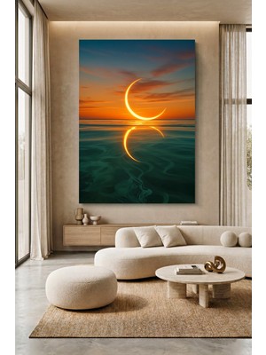 Wallivo Gün Batımında Denize Yansıyan Ay Kanvas Tablo