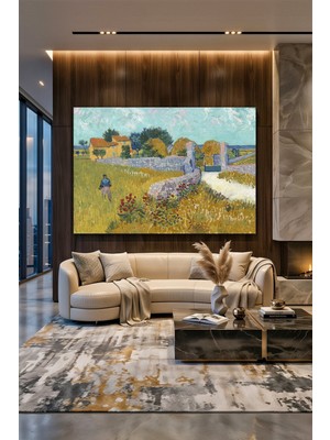 Wallivo Vincent Van Gogh'un Arles Provence'taki Çiftlik Evi Post-Empresyonist Kanvas Tablo