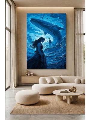 Wallivo Denizin Ortasında Dev Balina Kanvas Tablo