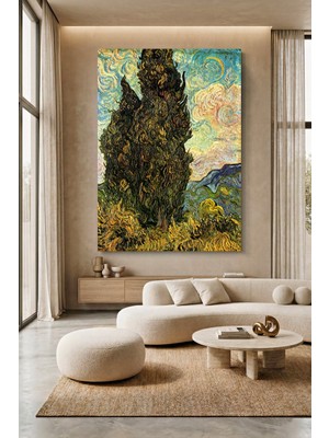 Wallivo Vincent Van Gogh Selvi Ağaçları Manzara Kanvas Tablo