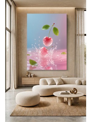 Wallivo Suya Düşen Kiraz Pembe Tonlar Kanvas Tablo