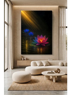 Wallivo Lotus Çiçeği - Spiritüel ve Huzur Veren Modern Kanvas Tablo