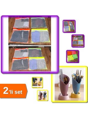 Hereveoyuncak 4 Adet 4 Renk Fermuarlı Bavul Içi Düzenleyici + Lale Figürlü Tezgah Üstü Kaşıklık - 2li Set S8Z6Q2