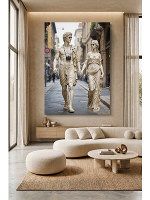 Wallivo Güneş Gözlüğü ve Kameralı Modern Turist Antik Yunan Heykelleri Kanvas Tablo