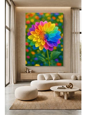 Wallivo Çiçek Motifi Renkli Temalı Kanvas Tablo