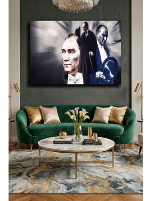 Wallivo Mustafa Kemal Atatürk Siyah Beyaz (Monokrom) Portre - Model 2 Kanvas Tablo