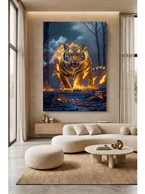 Wallivo Alevler Içinde Kaplan Evcil Hayvan Temalı Kanvas Tablo