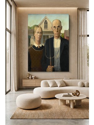 Wallivo Grant Wood American Gothic Kanvas Tablo