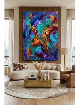 Wallivo Alevlerin Mavi ve Mor Senfonisinde Dans Kanvas Tablo