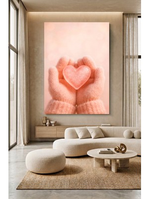 Wallivo Çocuğun Ellerinde Bir Avuç Kalp Kanvas Tablo