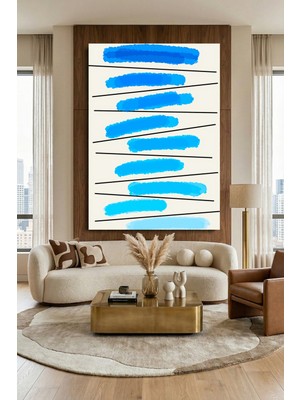 Wallivo Mavi Tonlarının Ahengi Model 2 Kanvas Tablo