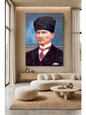 Wallivo Mustafa Kemal Atatürk Çizgisel Sanat - Model 5 Kanvas Tablo