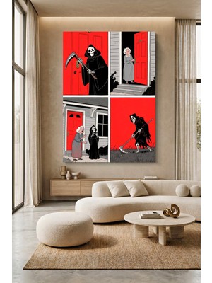 Wallivo Azrail ve Yaşlı Kadın Kanvas Tablo