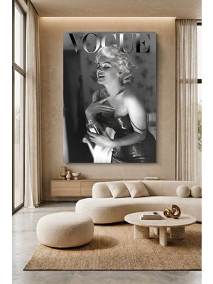 Wallivo Siyah Beyaz Vogue - Marilyn Monroe Makyaj Temalı Kanvas Tablo